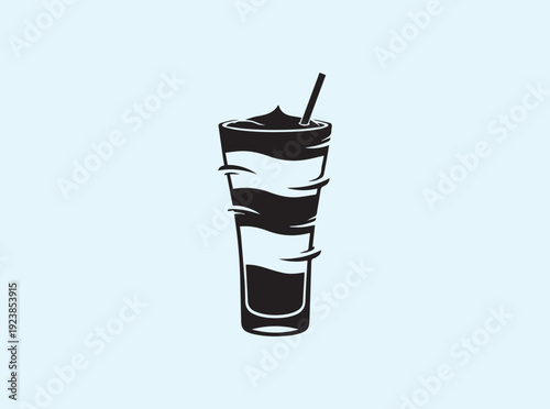 Modern juice bar logo element showing a tall glass with active motion layers