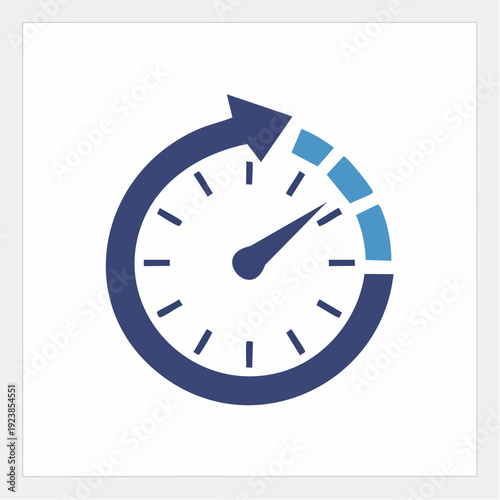 Clock icon with circular arrow, concept of time management and progress.