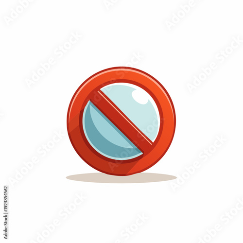 Cartoon-style no entry sign, prohibition symbol, concept of forbidden and restricted