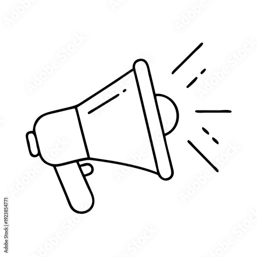 Illustration of a megaphone broadcasting sound, a device for public announcement