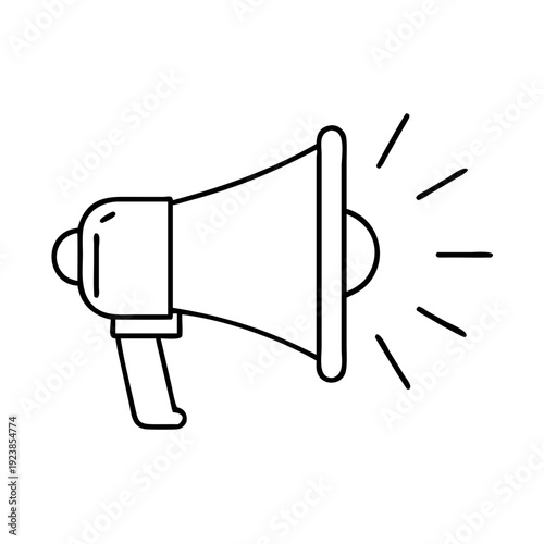 line art drawing of a megaphone symbol with emanating sound waves