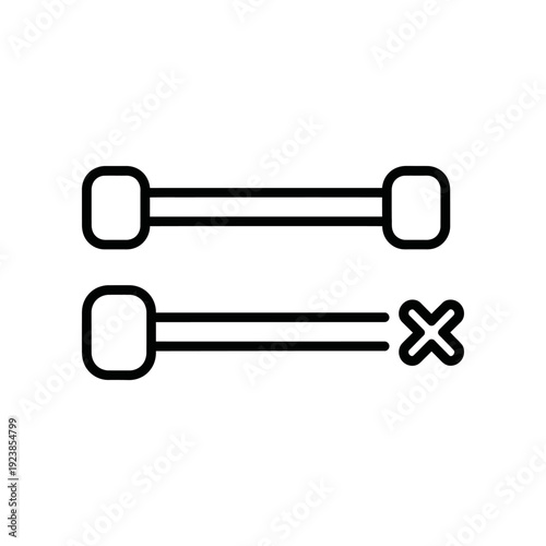 Clean and simple black line art depicting equal and unequal symbols on white background, ideal for math, business, and comparison visuals.