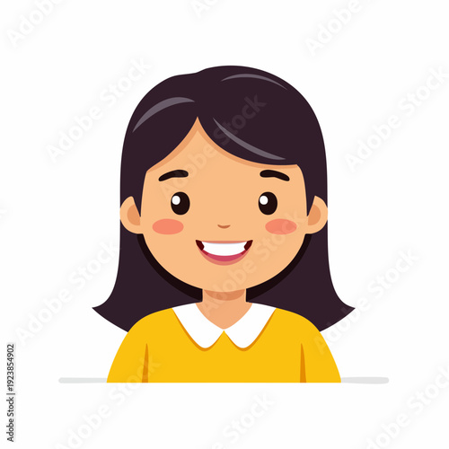 Happy child portrait with smiling expression and vibrant yellow shirt design