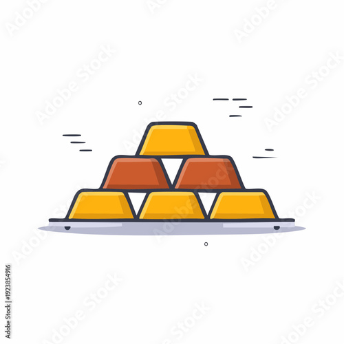 Gold bars stacked wealth financial icon illustration