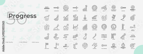 Progress Line Editable Icons set