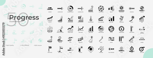 Progress Duotone Editable Icons set