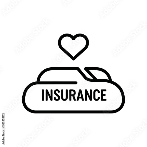 Clean and modern minimalist insurance icon featuring a heart-shaped policy symbol, ideal for financial security and protection marketing materials.
