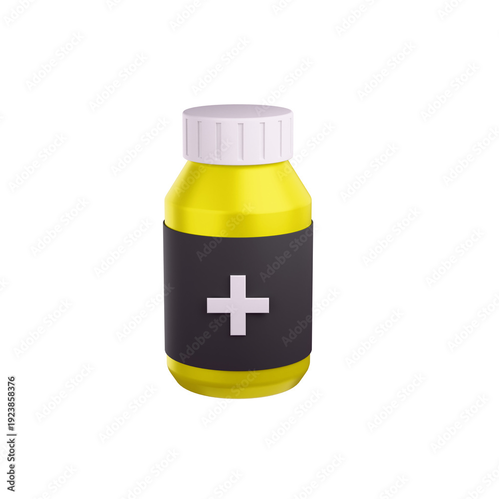 Obraz premium Medicine Vial Symbol: A sleek, modern illustration of a medicine vial, highlighting concepts of health, medical care, and pharmaceuticals, with a clean and contemporary design