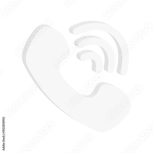 3D Icon White Phone Call Signal Communication Symbol Minimal Style Isolated Transparent Background