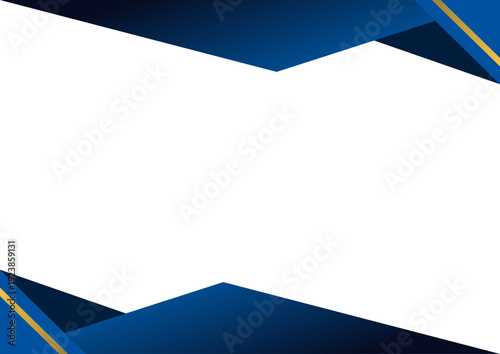 border corner certificate frame blue navy and golden line modern design