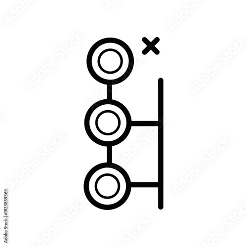 Clean and modern minimalist error symbol or cancel icon in black and white, ideal for user interface design, web development, and digital graphics.