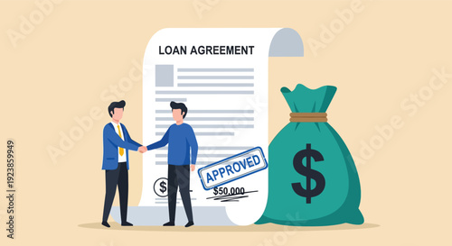Approved Loan Agreement Handshake With Money Bag
