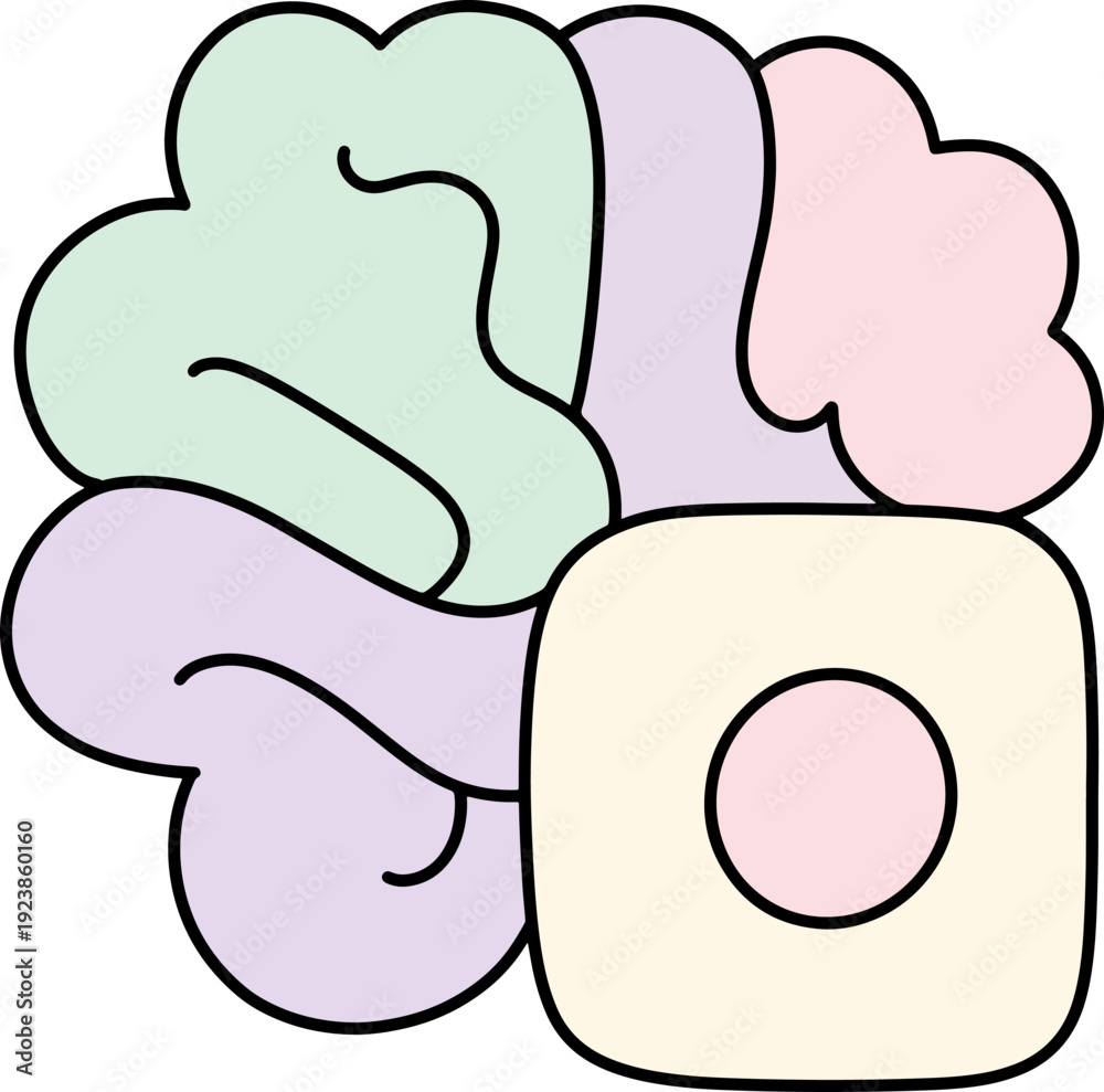 Obraz premium Pastel Abstract Organic Brain Icon Color