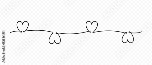 Continuous line art heart. Single line drawn elegant heart. Continuous Line Heart for Valentine's Day 