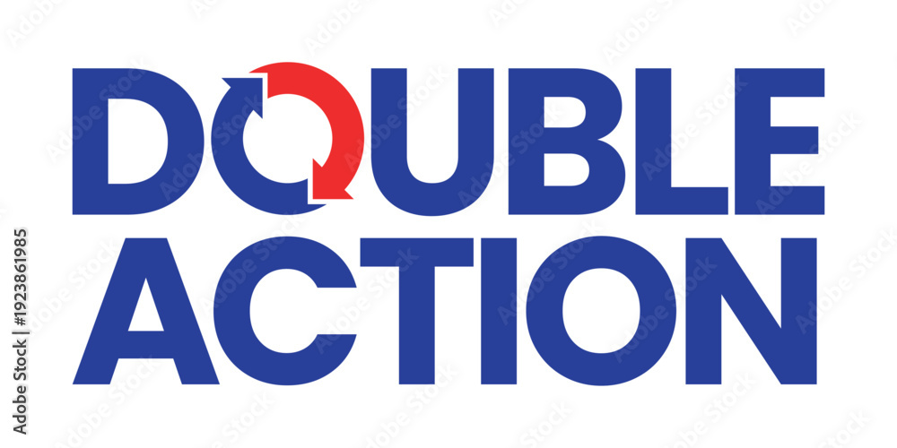 Fotografie Double Action, dual action, 2x vector icon logo badge