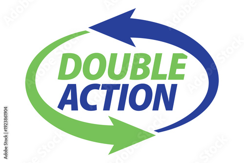 Double Action, dual action, 2x vector icon logo badge