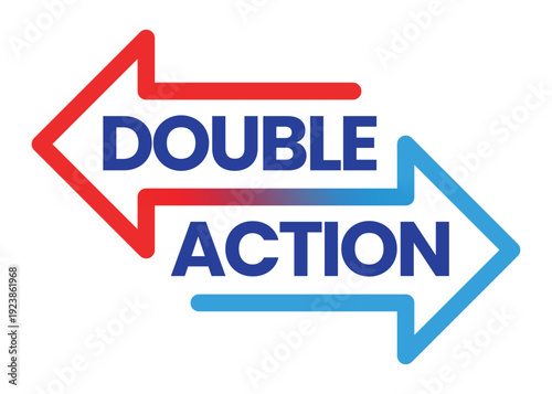 Double Action, dual action, 2x vector icon logo badge