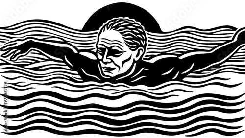 Mysterious mermaid emerging from the depths of the ocean waves