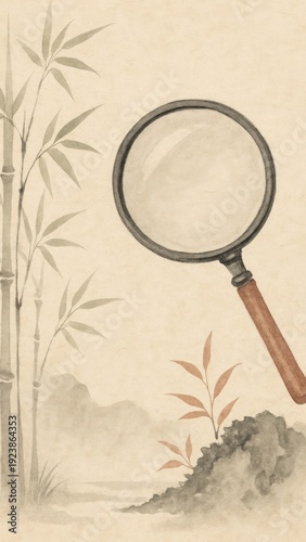 Nature exploration magnifying glass art.