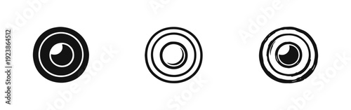 Eye or Target Icon Set - Solid, Outline, and Hand-Drawn Styles for Vision, Focus, and Security