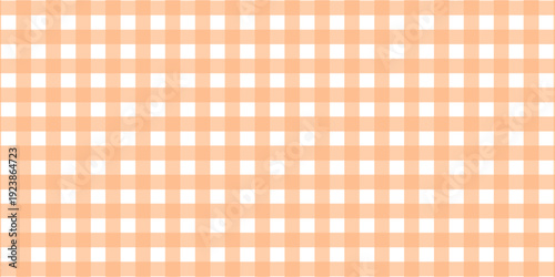 Seamless orange and white checkered pattern. Checkered texture for picnic blankets, tablecloths, plaid fabric, and clothing. Italian-style lining, geometric fabric background, retro textile design. Ve