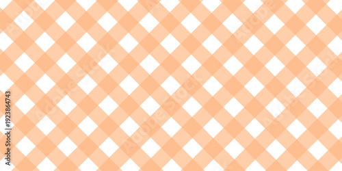 Seamless orange and white checkered pattern. Checkered texture for picnic blankets, tablecloths, plaid fabric, and clothing. Italian-style lining, geometric fabric background, retro textile design. Ve