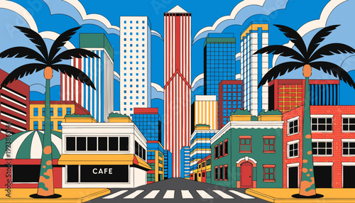 Very beautiful downtown Los Angeles skyline cityscape highlighting contemporary skyscrapers, layered architecture, and expansive California sky, presenting a dynamic urban environment rich in culture 