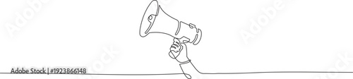 A hand holding a megaphone in a simple line drawing style

