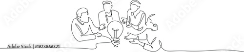 A group of people sitting together with a lightbulb in a moment of inspiration

