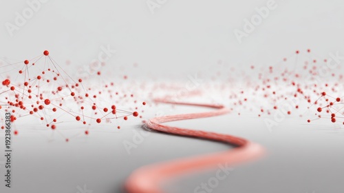 A conceptual illustration of a red path with small connection points