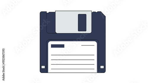 Classic dark blue floppy disk isolated on a white background, serving as a nostalgic symbol for old computer technology and storage.