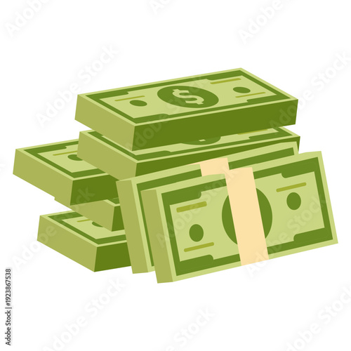 Stacks of Money Illustration Wealth, Savings and Finance Concept