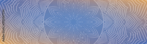 Round mandala on dreamy peach fuzz gradient background. Translucent mesh pattern in the form of a mandala. Mandala with floral patterns. Gradient background with round mandala, New Pattern gradient. M