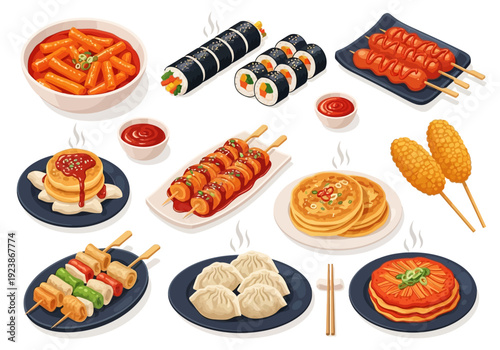 Delicious Korean Street Snacks Vector Art
