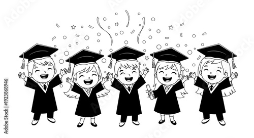 Happy Graduates Celebrating with Confetti and Diplomas