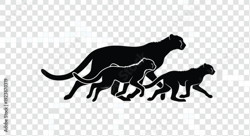 Big Cat Family Silhouette Wildlife Illustration