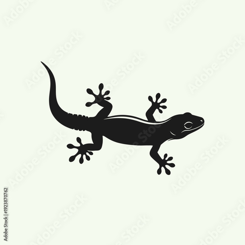 Black Gecko Silhouette on a Light Background, Minimalist Design