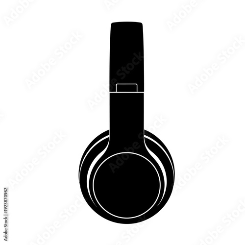 Black Over-Ear Headphones Silhouette Icon, Minimalist Design