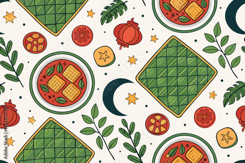 Featuring Islamic Festive Food Ketupat And Curry Dynamic Professional Photo