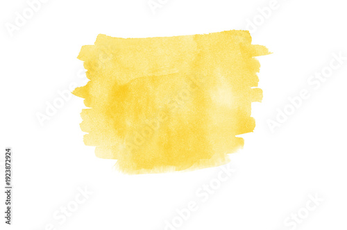 Abstract yellow watercolor on white background.
