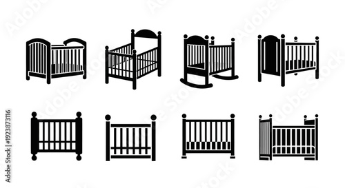 Collection of Baby Crib Icons: Modern and Classic Designs
