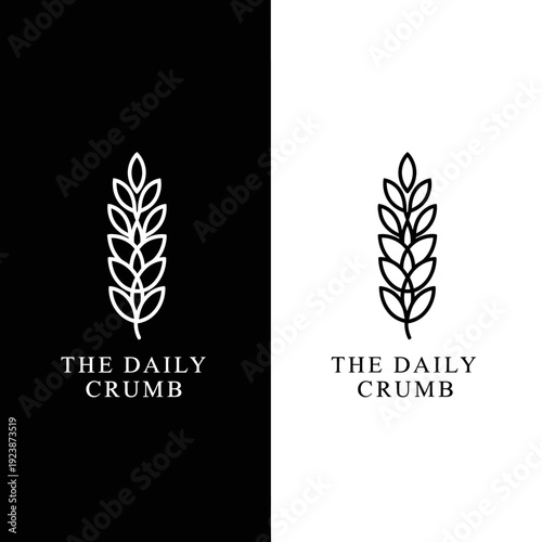 Minimalist Wheat Stalk Logo Design for The Daily Crumb Bakery.