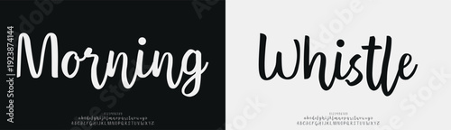 Morning Whistle, Script elegant font alphabet logo. Typography Beauty fashion luxury classic letters serif fonts decorative wedding vintage retro logos. vector illustration
