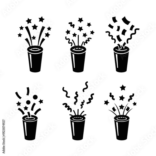 Confetti Poppers Icons: Celebration, Party, and Fun Elements