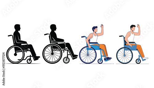 Disabled woman silhouette in wheelchair vector
