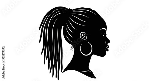 Black Woman Silhouette Profile Portrait