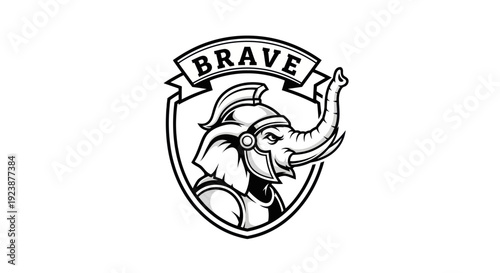 Brave Elephant Warrior Emblem - Majestic Animal Illustration