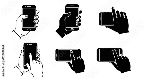 Hand Holding Smartphone: Gestures, Tapping, Swiping, Portrait & Landscape Modes