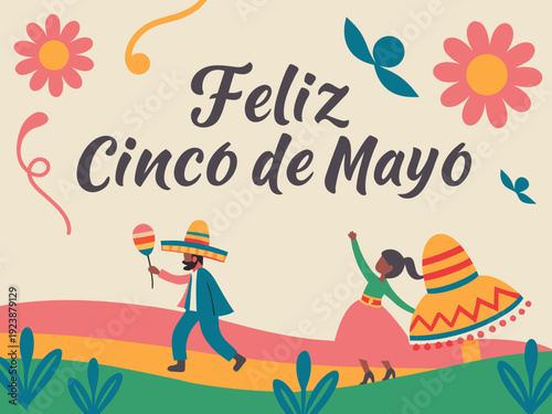 Cinco de Mayo Mexican Festival 5 de mayo celebration Cinco de Mayo holiday celebration illustration.
