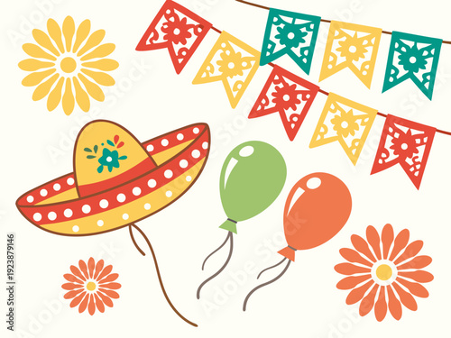 Cinco de Mayo Mexican Festival 5 de mayo celebration Cinco de Mayo holiday celebration illustration.